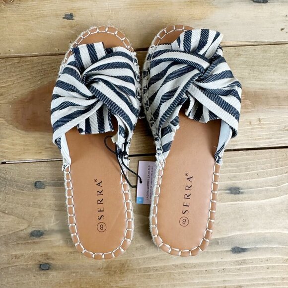 NWT Serra Canvas Striped Espadrilles Sandals Slides Size 8 Slip On - Picture 4 of 6